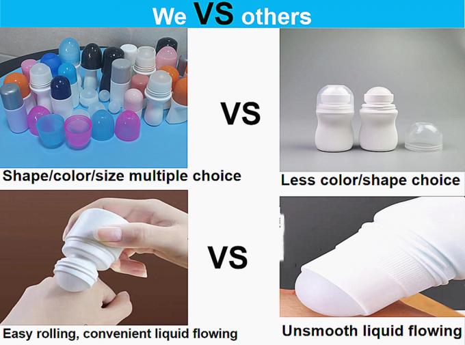 Wholesale Cheap 30ml 50ml 60ml White PE Plastic Deodorant Roll on Bottle with Plastic Roller Ball