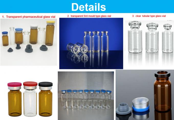 Empty 5ml 7ml 10ml Clear Small Sterilie Glass Bottle Pharmaceutical Tubular Glass Vial for Injection with Rubber Stoppers