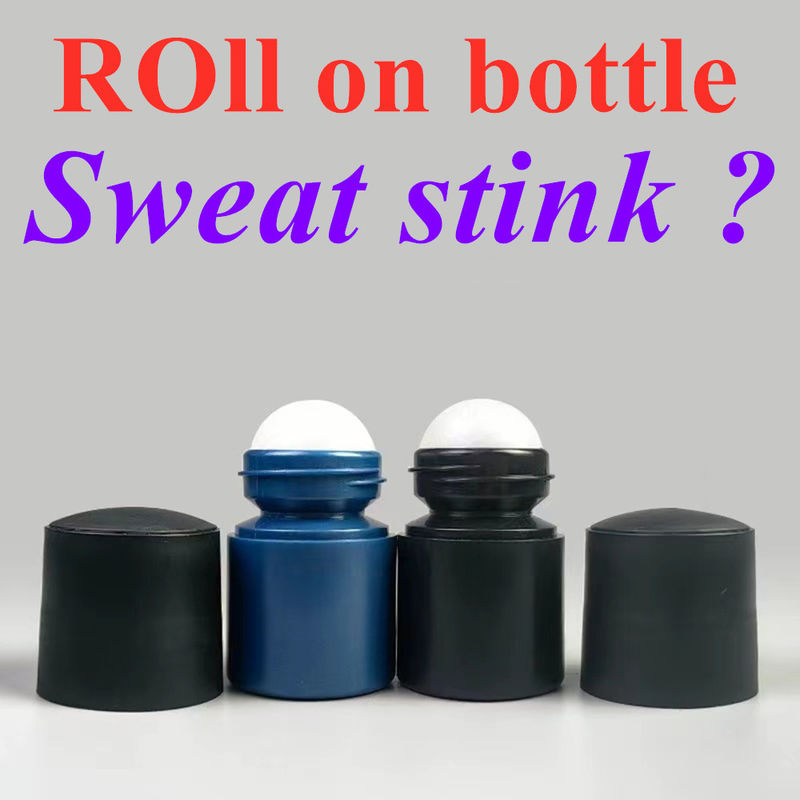 50 ml Μαύρη κενή HDPE πλαστική μπάλα κυλίνδρων πλαστικό ρόλο για αποσμητικό αντιδιασφαιρικό μπουκάλι με μαύρο καπάκι