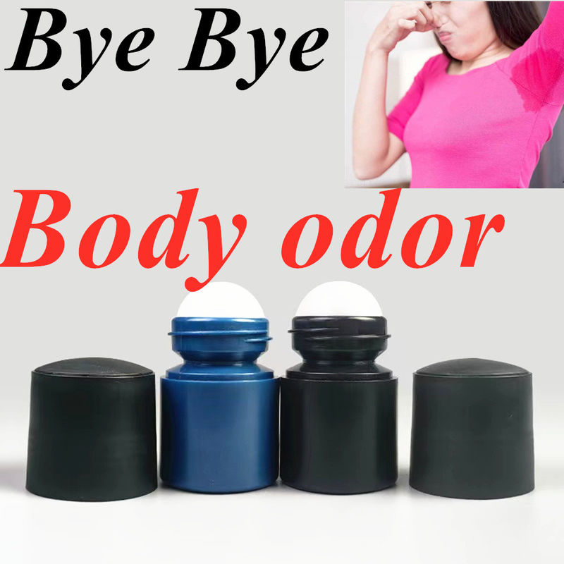 50 ml Μαύρη κενή HDPE πλαστική μπάλα κυλίνδρων πλαστικό ρόλο για αποσμητικό αντιδιασφαιρικό μπουκάλι με μαύρο καπάκι