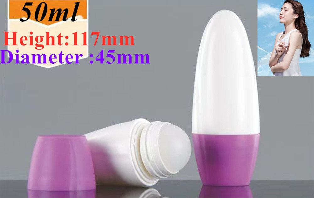 HDPE 30ml 50ml 60ml πλαστικό ρόλο σε κυλινδρικό στρογγυλό κυλίνδριο μπουκάλι μπουκάλι αποσμητικό δοχείο με πλαστική σφαίρα κυλίνδρου