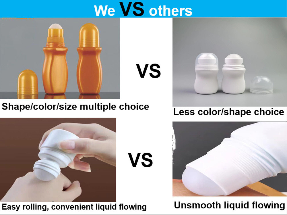 30 ml 50 ml HDPE αντηλιακό για φροντίδα σώματος κενό αιθέριο έλαιο πλαστικό αποσμητικό μπουκάλι με ρόλο μπάλα για μυρωδιά σώματος