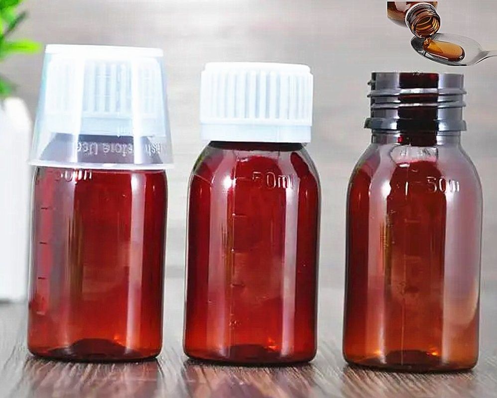 3oz 4oz Αμπεργούρο σιρόπι γυάλινο μπουκάλι με 28mm λαιμό πλαστικό φαρμακευτικό σιρόπι βήχα μπουκάλι για στοματικό υγρό