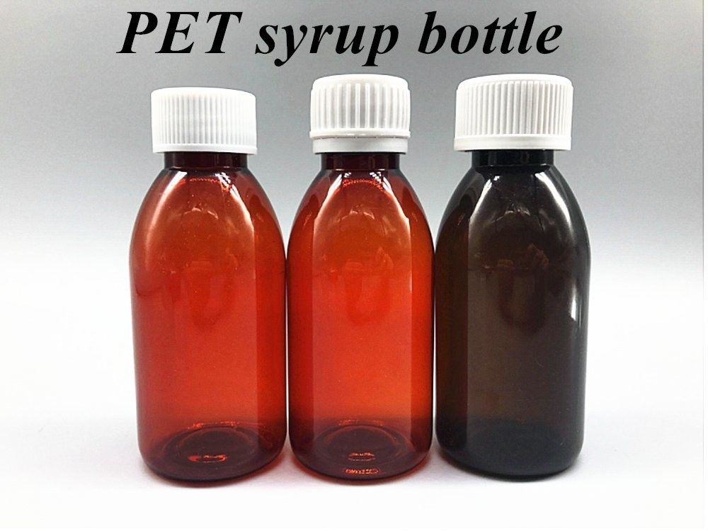 100 ml 120 ml υγρό πλαστικό σιρόπι κεχριμπάρι μπουκάλι με καπάκι με βίδες άδειο στρογγυλό PET πλαστικό μπουκάλι σιρόπι κεχριμπάρι