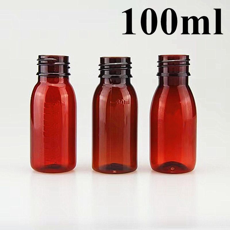 100 ml 120 ml υγρό πλαστικό σιρόπι κεχριμπάρι μπουκάλι με καπάκι με βίδες άδειο στρογγυλό PET πλαστικό μπουκάλι σιρόπι κεχριμπάρι