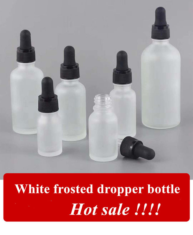 5ml 10ml 15ml 20ml 30ml 1oz άδειο μπουκάλι αιθέριας έλης Λευκό παγωμένο γυάλινο σταγονόμετρο μπουκάλι με χρυσό δαχτυλίδι σταγονόμετρο