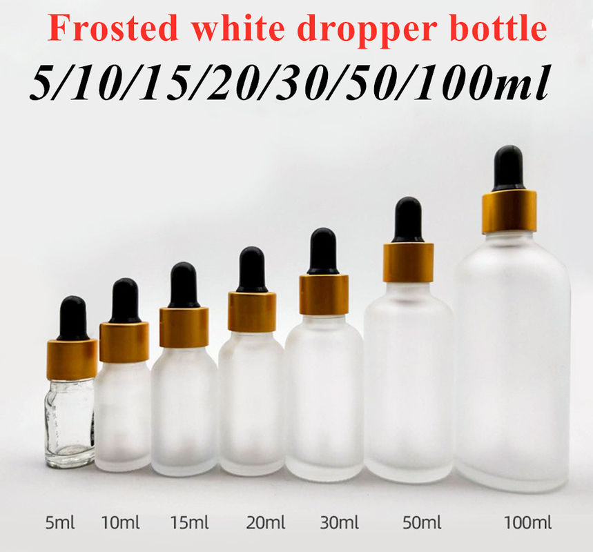 1 ουγκιά 2 ουγκιά 5ml 10ml 15ml 20ml 30ml 50ml Άδειο αιθέριο έλαιο ορό φροντίδας δέρματος προσώπου Χρησιμοποίηση χεριού Λευκό παγωμένο γυάλινο μπουκάλι σταγονίδια