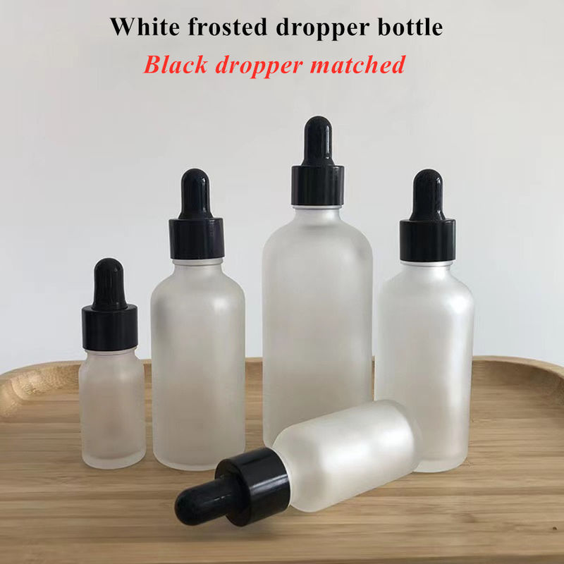 Ματ Ματ Λευκό 20ml 30ml γυάλινο μπουκάλι σταγονιδιού γυάλινο ορό ουσιαστικού ελαίου μπουκάλι με μαύρο καπάκι σταγονιδιού