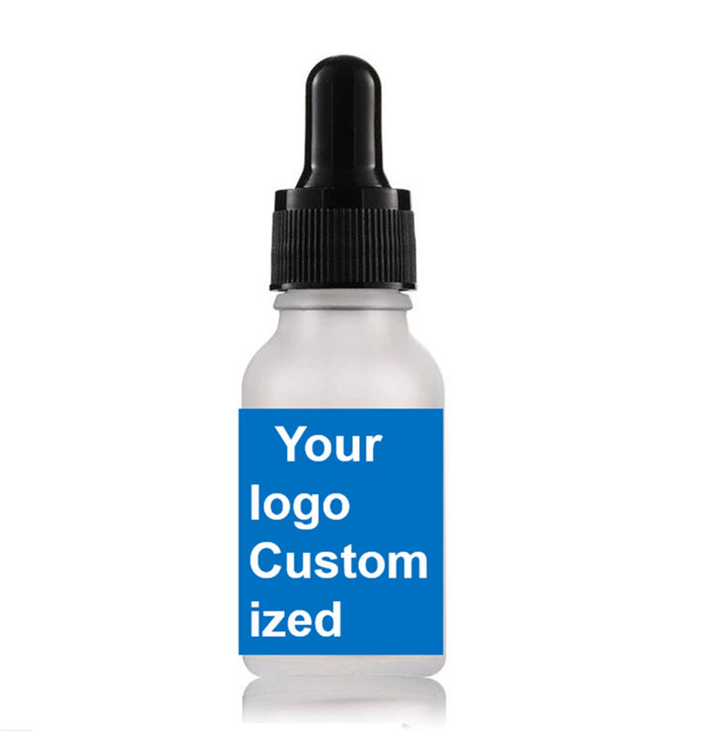 Λούξυ 1oz 2oz 10ml 15ml 20ml 30ml 50ml Άδειο στρογγυλό ορό περιποίησης δέρματος Ασθετικό έλαιο Μάτι Λευκό παγωμένο γυάλινο μπουκάλι σταγονιδιού