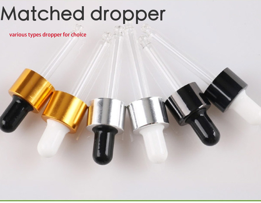 10ml 20ml 30ml 50ml Μαύρο γυάλινο σταγονόμετρο Φιάλο μπουκάλι αιθέρια έλαια γυάλινο μπουκάλι γυάλινο μπουκάλι με προστασία παιδιών