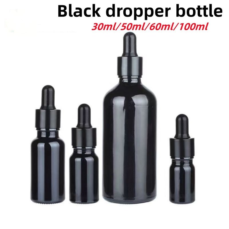 10ml 20ml 30ml 50ml Μαύρο γυάλινο σταγονόμετρο Φιάλο μπουκάλι αιθέρια έλαια γυάλινο μπουκάλι γυάλινο μπουκάλι με προστασία παιδιών