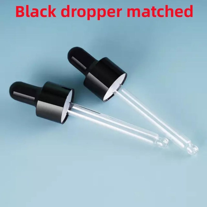 5ml 10ml 15ml 20ml Ορό αιθέριας ελαίας επίπεδης πλάτης στρογγυλός γυαλιστερός μπουκάλι αιθέριας ελαίας μαύρο γυάλινο μπουκάλι σταγονιού