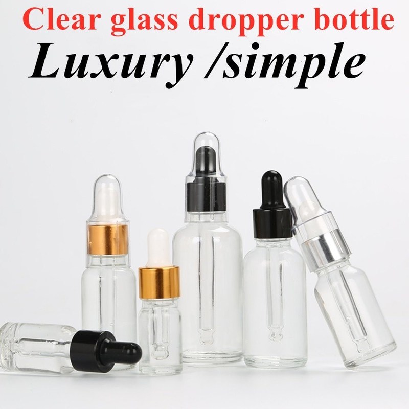 15ml 20ml 50ml 100ml πολυτελή κενό Διαφανές Διαφανές ορό για μαλλιά Αστικό έλαιο γυάλινο μπουκάλι σταγονίδια για φροντίδα του δέρματος