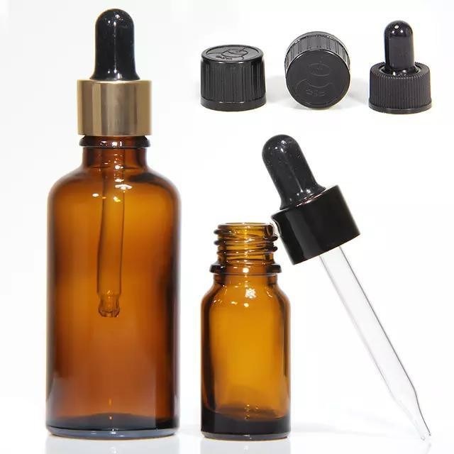10ml 20ml 30ml 50ml Μίνι Στρογγυλό Άδειο Κοσμητικό Γυάλι Εθεσιακό Έλαιο Φιάλο με πλαστικό μαύρο σταγονόμετρο
