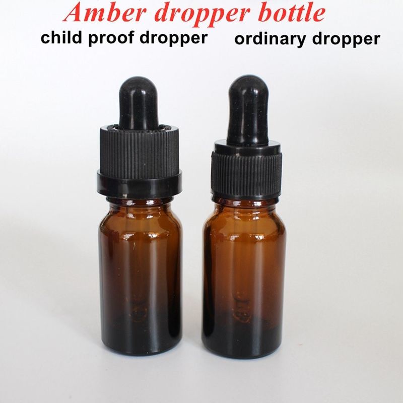 30 ml 50 ml Άδειο Στρογγυλό Αμπερό Ταξίδι Φορητό ορό φροντίδας δέρματος Αστικού Ελαιολάδου γυάλινο μπουκάλι σταγονόμετρου με παιδική προστασία σταγονόμετρου