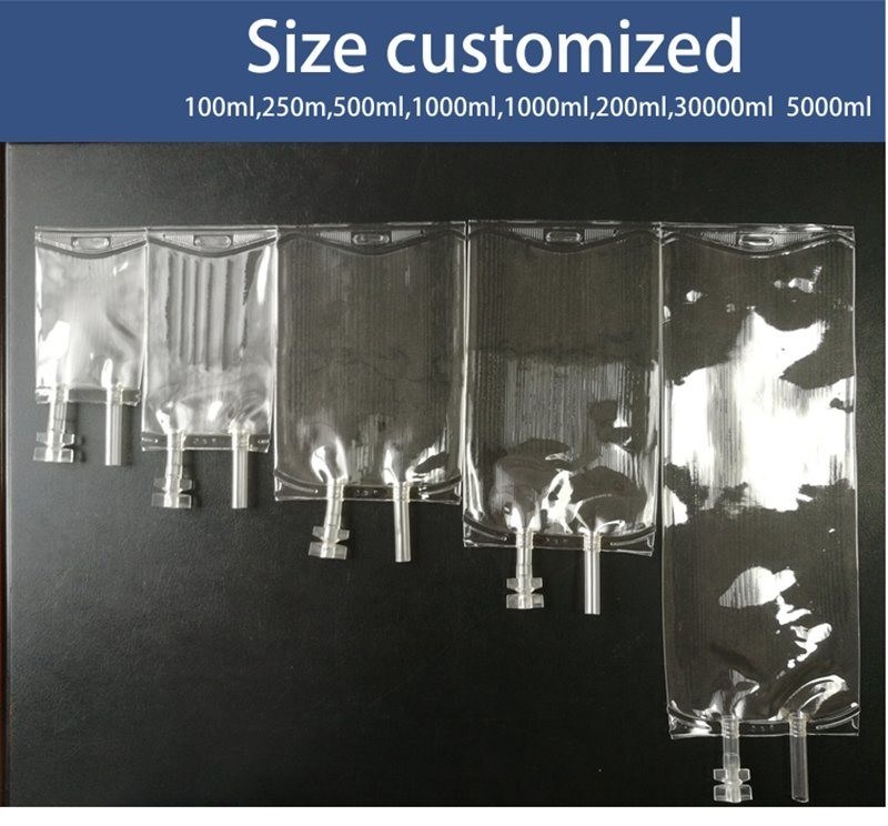 Ιατρικές σακούλες έγχυσης PVC μιας χρήσης 100ml 250ml 1000ml 2000ml Dehp Free IV σακούλες IV σακούλες υγρού διαλύματος