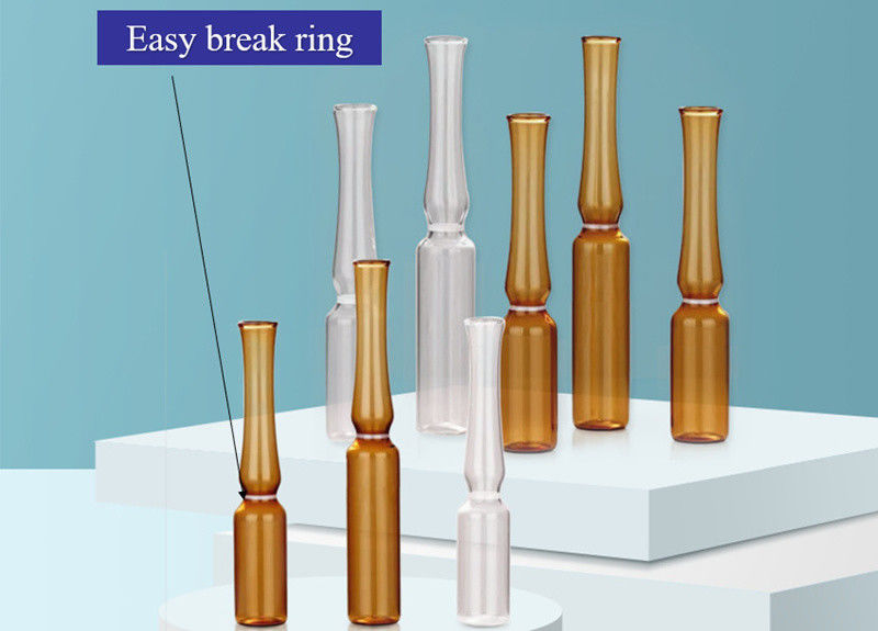 1 ml 2 ml 5 ml Διαφανές κεχριμπαρένιο γυάλινο φιαλίδιο USP I Φαρμακευτική συσκευασία γυάλινο φιαλίδιο με πρότυπο ISO