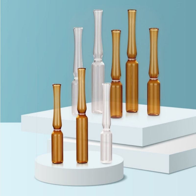 5 ml 10 ml 20 ml Διαφανής αμπελώδης σωληνωτής γυάλινης αμπούλης με χρωματικό δαχτυλίδι διάσπαση ιατρική ουδέτερη βροσιλικωμένη γυάλινη αμπούλη