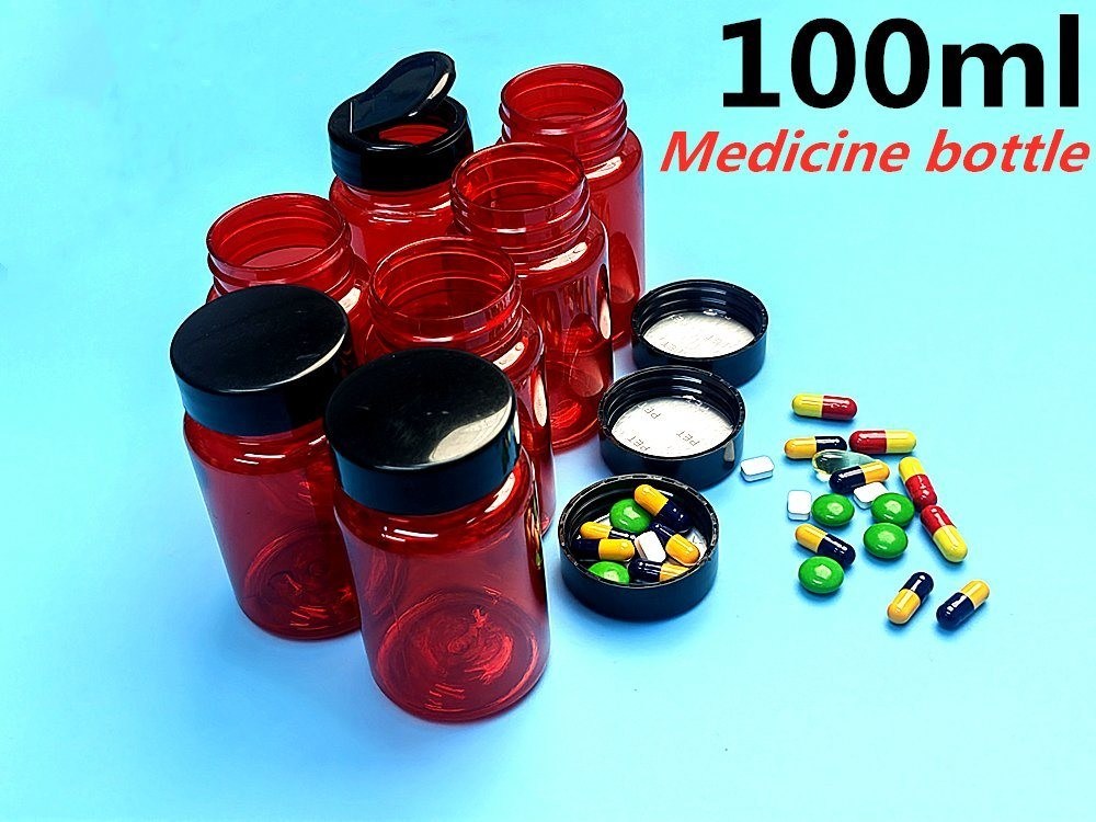 Υψηλής ποιότητας 100 ml κόκκινο κενό χάπι για κατοικίδια ζώα δισκίο ασβέστιο φαρμακευτικό δοχείο φάρμακο βιταμίνες κάψουλα φιάλη