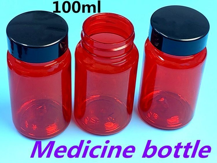 100 ml Κόκκινο χαμηλό MOQ μπουκάλια πλαστικών χαπιών PET κενό Custom πλαστικό χάπι βιταμινών κάψουλα μπουκάλι με καπάκι βίδας Flip Top Cap