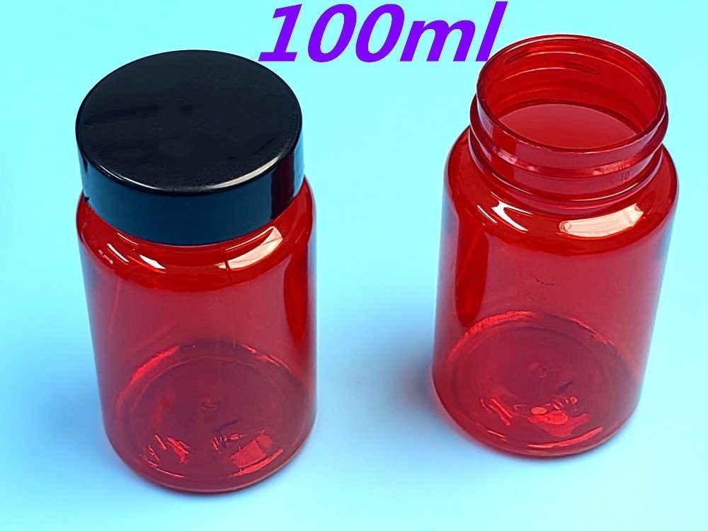 100 ml Κόκκινο χαμηλό MOQ μπουκάλια πλαστικών χαπιών PET κενό Custom πλαστικό χάπι βιταμινών κάψουλα μπουκάλι με καπάκι βίδας Flip Top Cap
