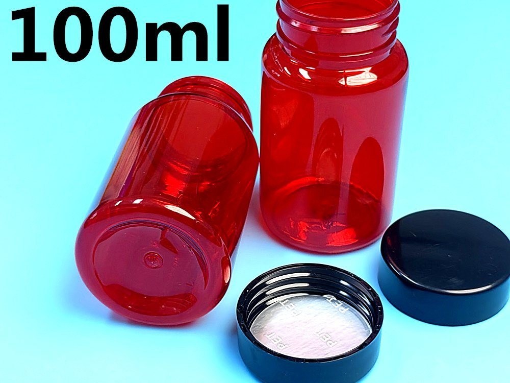 100 ml Κόκκινο χαμηλό MOQ μπουκάλια πλαστικών χαπιών PET κενό Custom πλαστικό χάπι βιταμινών κάψουλα μπουκάλι με καπάκι βίδας Flip Top Cap