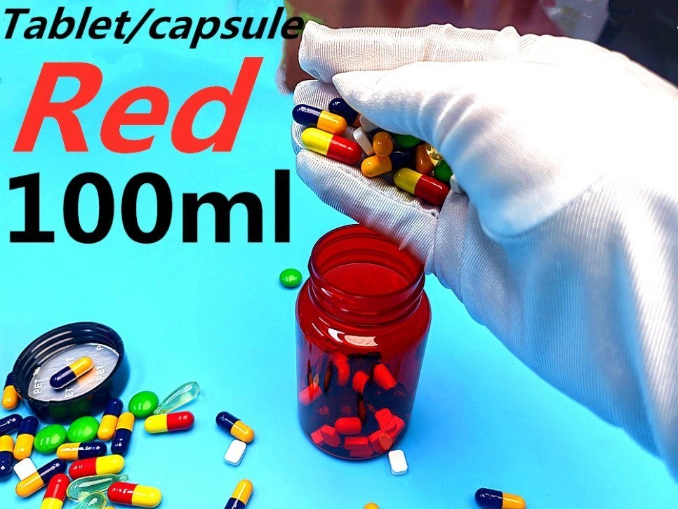 PET πλαστικό κόκκινο 100ml 150ml στερεό φάρμακο μπουκάλι κάψουλα χάπι μπουκάλι συσκευασία δοχείο υγειονομικής περίθαλψης συμπλήρωμα μπουκάλι