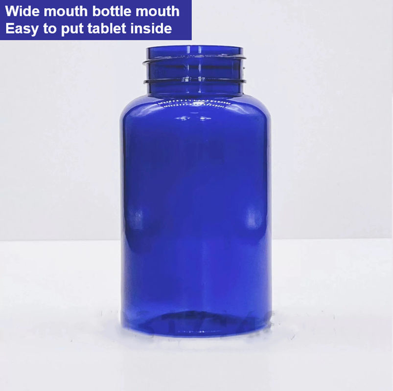 πλαστικό μπλε PET 100 ml μπουκάλι καψάκια χάπια με ασημένιο καπάκι βίδα Φαρμακευτική βιταμίνη συμπλήρωμα μπουκάλι δοχείο