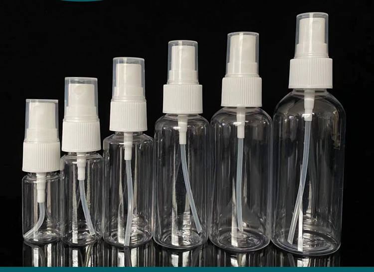 50 ml 60 ml 100 ml PET διαυγές στρογγυλό εξατομικευμένο επαναπλήρωτο απολυμαντικό χεριών στρογγυλό επαναπλήρωση καλλυντικό μπουκάλι ψεκασμού πλαστικού PET