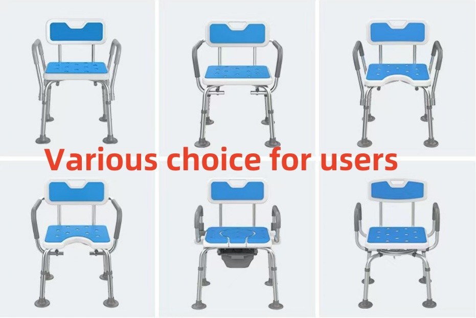 Καρέκλα μπάνιου 4 σε 1 καρέκλα ντουζιέρας Καρέκλα ντουζιέρας με στήριγμα βραχίονων Μεγάλα πόδια ποτηριών αναρρόφησης