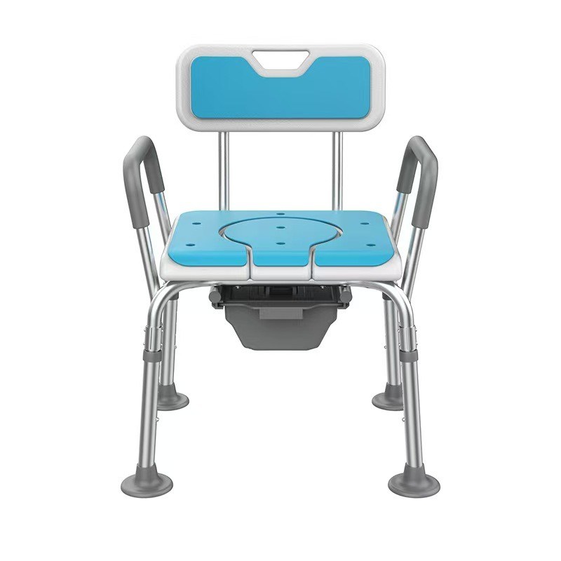 Easy Assembly Bathing Toilet Chair With 5-Level Height Adjustment And PE Blow Molded Seats