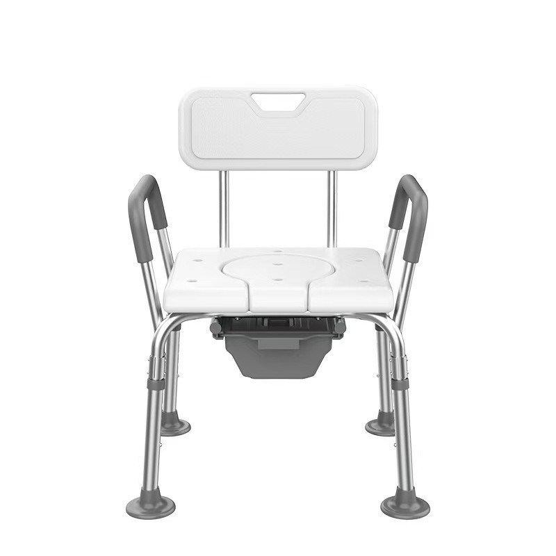 Easy Assembly Bathing Toilet Chair With 5-Level Height Adjustment And PE Blow Molded Seats