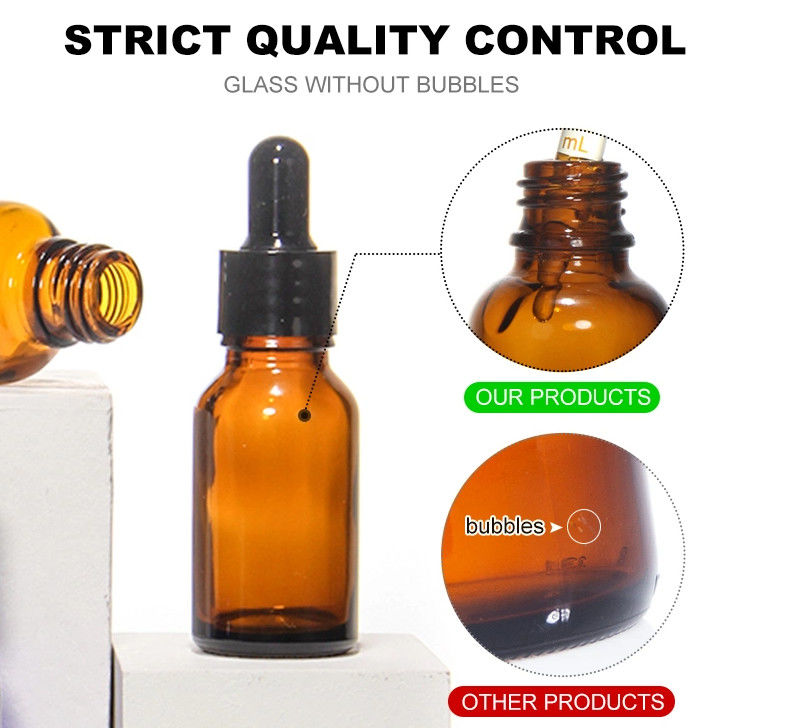 Ζεστή πώληση 5ml 10ml 15ml 30ml 50ml Αμβούργιο ορό Αιθέρια έλαια μπουκάλια γυάλινο μπουκάλι σταγονόμετρο